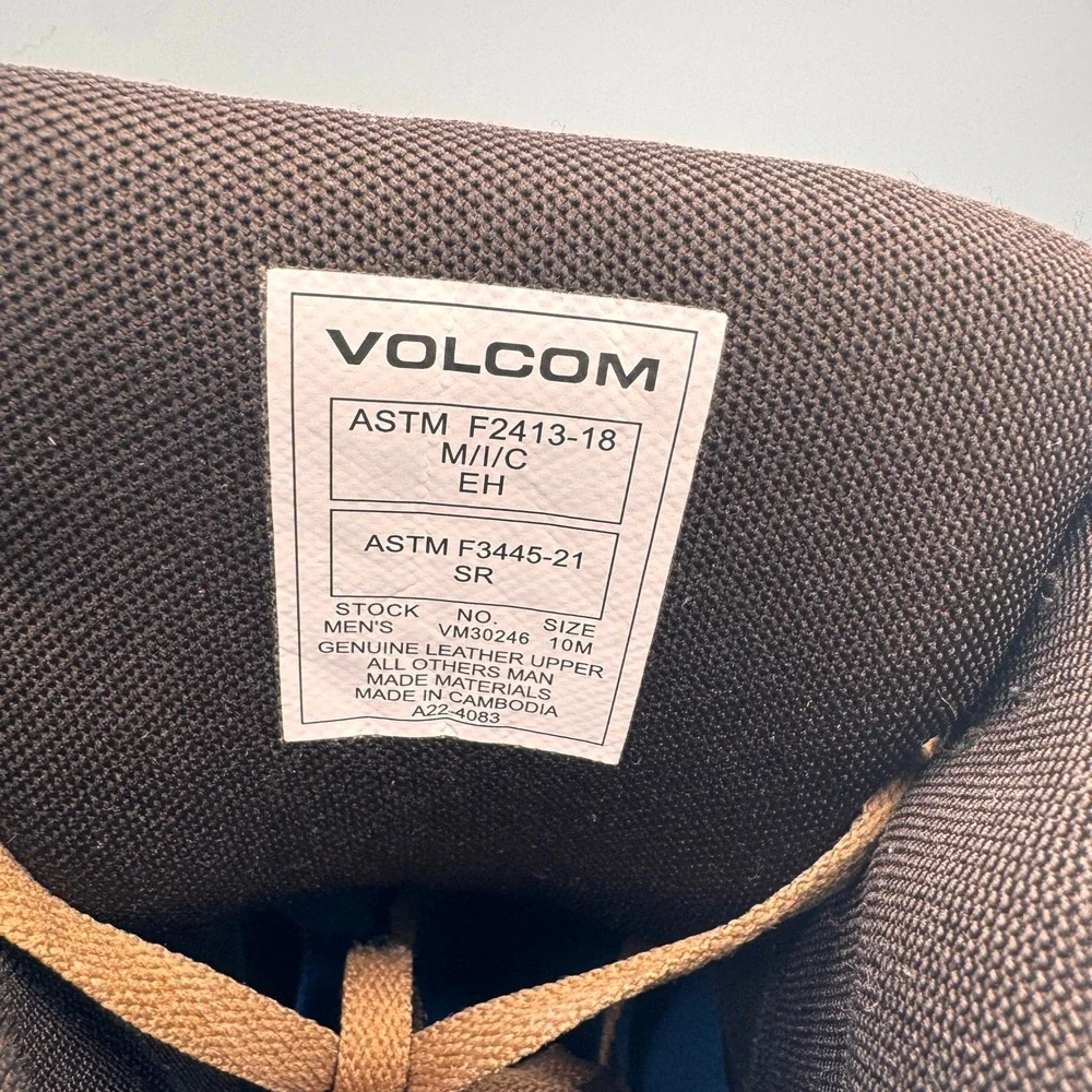 Volcom Mens VM30246 High Top Work Sneakers Brown Tan ASTM F2413-18 EH SR Safety